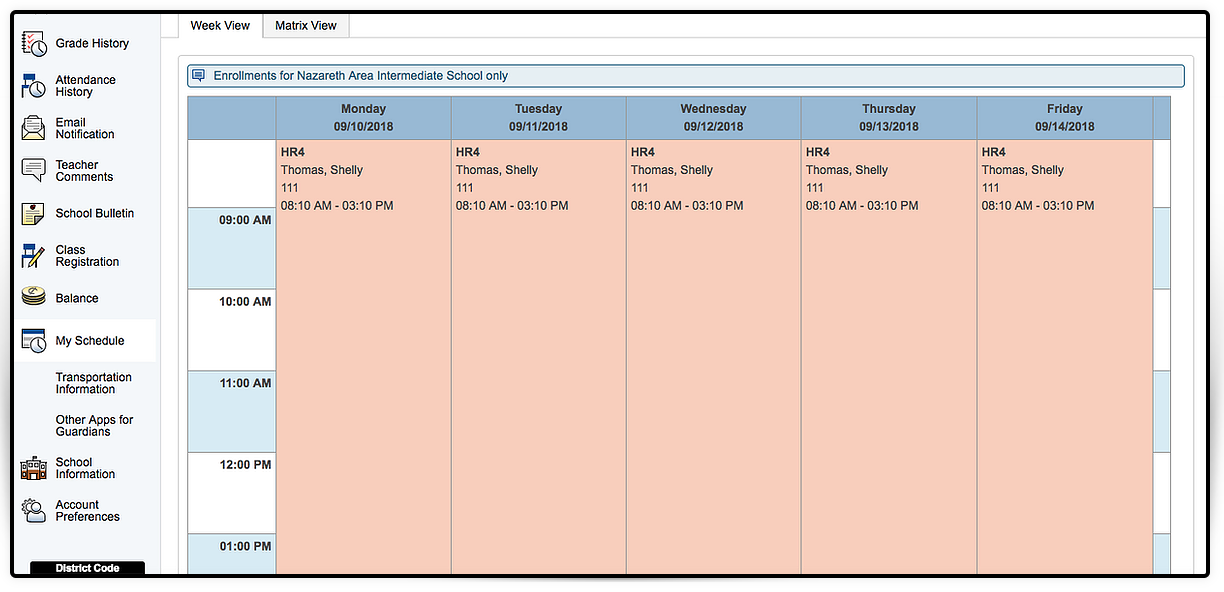 Bell Schedule View Pic